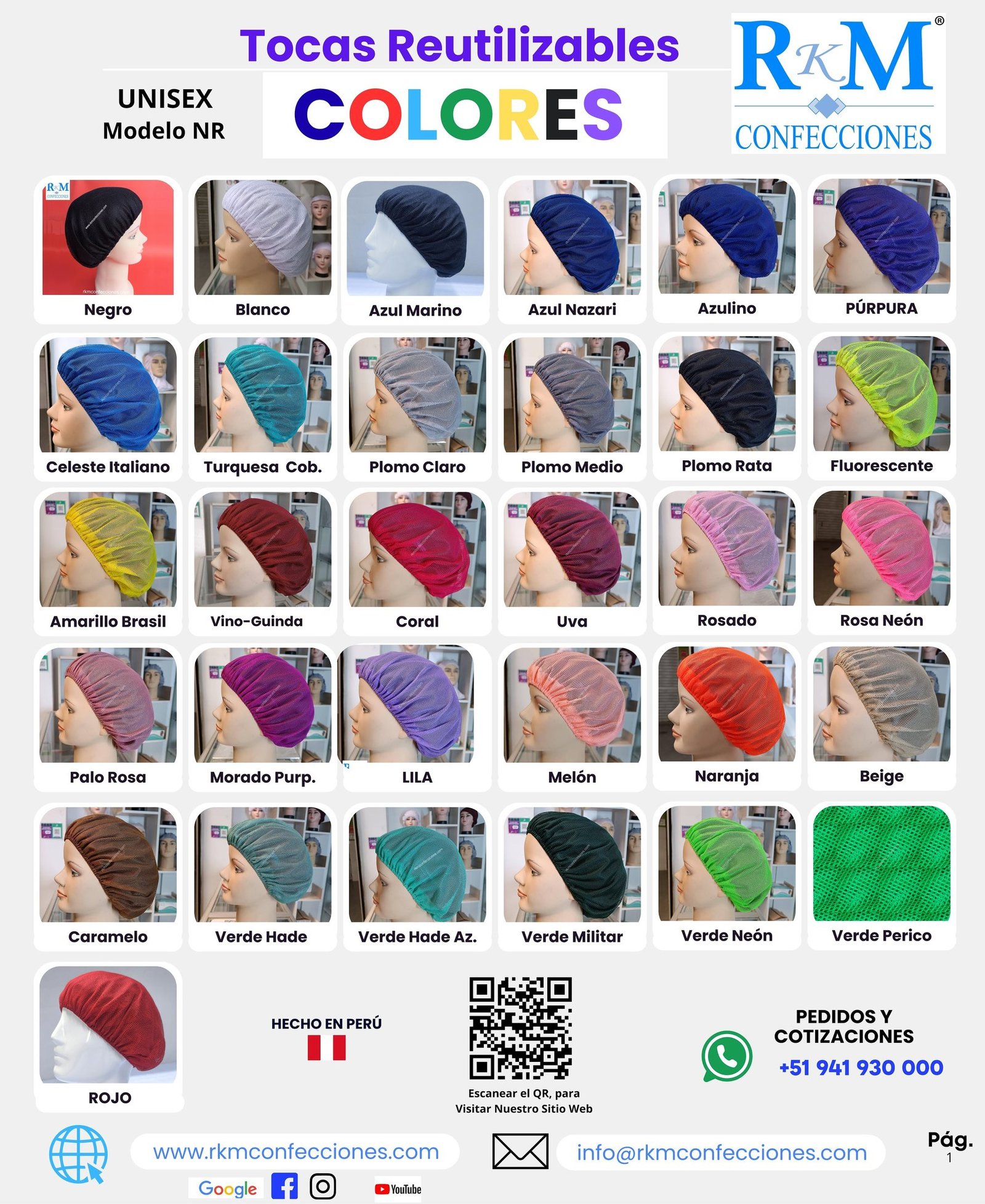 Tocas Reutilizables lavables Tocas Reutilizables - Lavables - Tocas Malla- Redecilla - Cofias - Tocas negras - RKM Confecciones